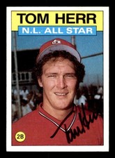 1986 Topps Baseball #702 Tom Herr (All-Star) Signed Autograph (No COA)