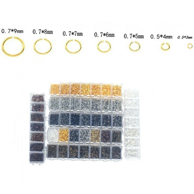 Wholesale 3MM-9MM Mixed 1500PCS Jump Rings With Box Making Jewelry Findings - Imagem 2 de 4