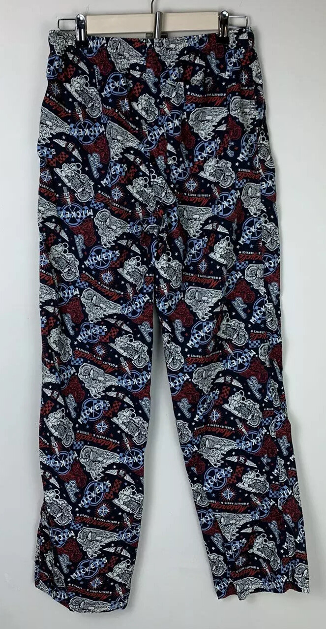 Mickey Mouse Motorcycle Pajama Pants Small Disney Par… Gem