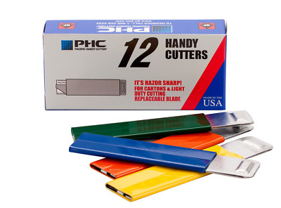 Pacific Handy Cutter HC100 Box Cutters Tap Open/Tap Close 12 Pack Box Assorted