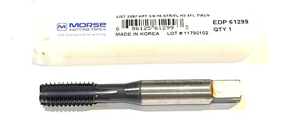 Morse 3/8''-16 Tap HSS-PM Straight Flute H3 Semi-Bottoming Tap 4FL TiAlN Coating