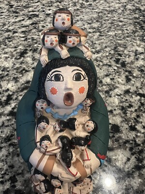 コチチ ストーリーテラー／Cochiti 陶器人形 Vintage Native Cochiti Pueblo Storyteller Doll Mother 20 Children
