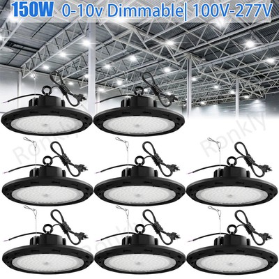 8Pack 150W LED UFO High Bay Light Warehouse Commercial Fixture Dimmable US Plug