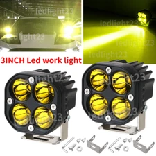 Yellow 2x 3''LED Work Light Bar Spot Fog Pods Fit for Dodge Ram 1500 2500 3500