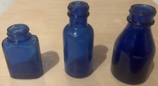 Vintage Cobalt Blue Glass Mini Bottles