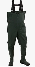 FROGG TOGGS Cascades 2-ply Poly/Rubber Bootfoot Chest Wader Men’s Size 10 Green