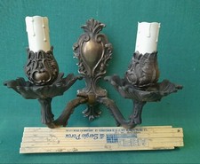 VECCHIA APPLIQUE VINTAGE DA PARETE 2 DUE LUCI IN OTTONE MASSICCIO ANNI '70. AI93