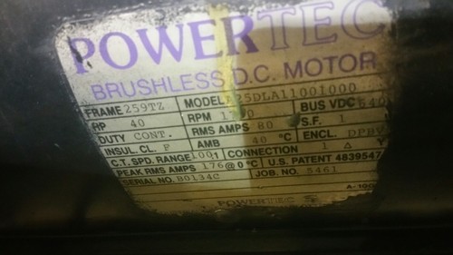 PowerTec 40 HP DC Electric Motor A25DLA11001000 #2190SR - Picture 4 of 4