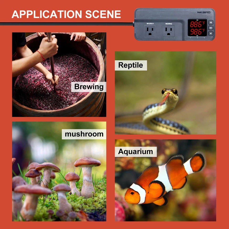 1800W Temperature Humidity Sensor Controller Humidistats Thermostats ITC-608T CF - Image 4 of 4