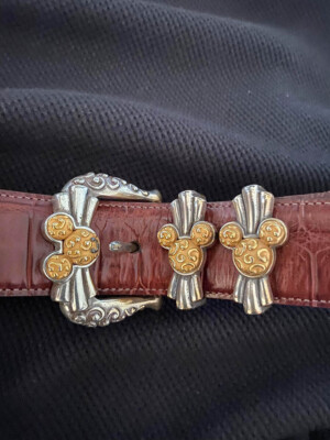 1992 Womens Brighton Disney Belt Mickey Mouse Brown Leather Medium 30 5017M Vintage 92 Brighton Mickey & Co Disney Belt Black Leather  main image 3