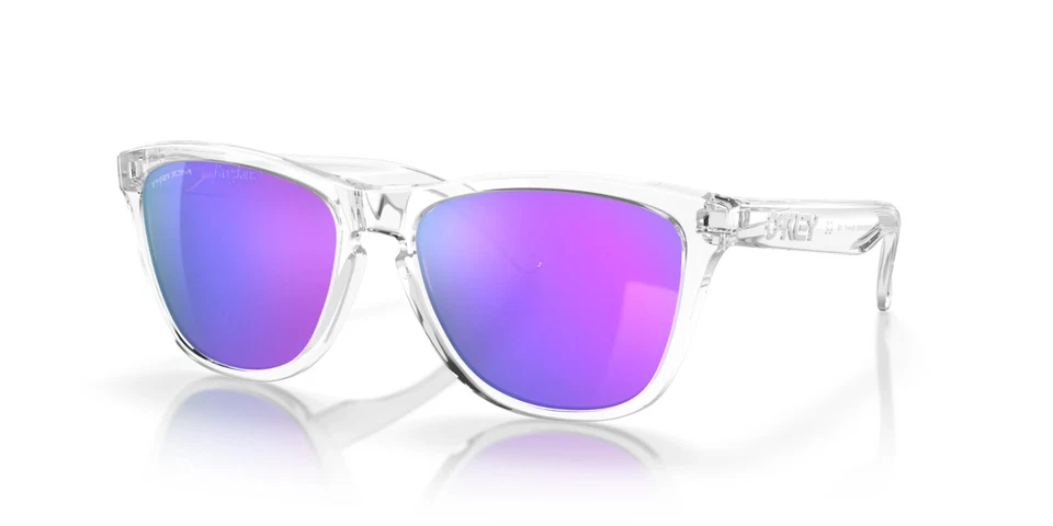 Oakley FROGSKINS Sunglasses OO9013-H755 Polished Clear W/ PRIZM Violet Lens