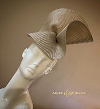 Aimee Fuller Kentucky Derby Royal Ascot Cocktail Fascinator Tan Beige Brown Hat