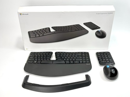 Microsoft L5V-00001 Sculpt Ergonomic Desktop Keyboard Mouse -Missing USB Dongle - Picture 1 of 8