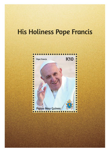 Papua-Neuguinea 2014 - Papst Franziskus Briefmarke Souvenirblatt postfrisch - Bild 1 von 2