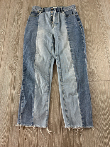 Pac Sun High Rise Straight Jeans Gr. 27 Two Toned Button Fly Distressed Saum