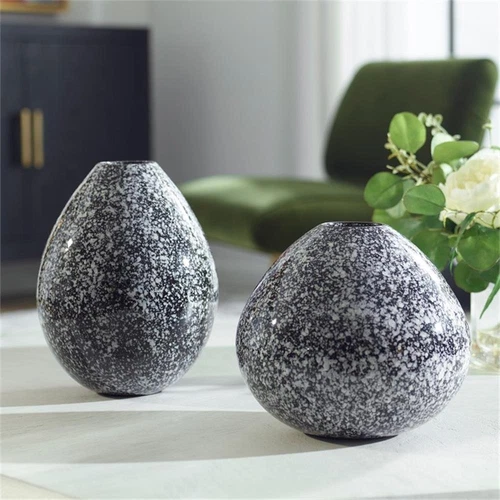 Uttermost Cosmic Contemporary Ceramic Vase in Black and White (Set of 2) - Picture 2 of 4