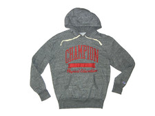 CHAMPION Gray/Red Cotton PHYSICAL EDUCATION PE HOODIE Gym Sweatshirt Sz Men's M