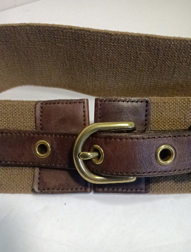 J Crew Women’s Belt, Small, Brown Stretch Genuine Leather Trim, Brass Buckle USA - Picture 5 of 7