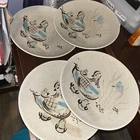 (4) Red Wing Pottery Bob White 10.75 Dinner Plates Quail Design Hand Painted USA