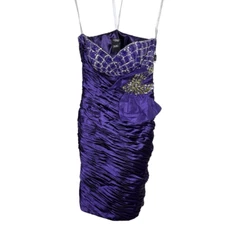 NWT Terani Couture Violet Strapless Cocktail Dress Size 12 Sequins Jewels Pleate