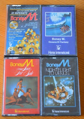 4 Musikkassetten BONEY M. Oceans Of Fantasy, Love For Sale, Nightflight To Venus