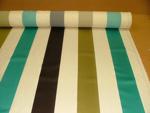 380. Ashley Wilde Karok Aqua Stripe Jacquard Curtain Fabric, 140 cm wide - Picture 2 of 3