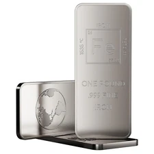 1 Pound .999 Pure Iron Bar Bullion Paperweight with Element Design-Unique Metals