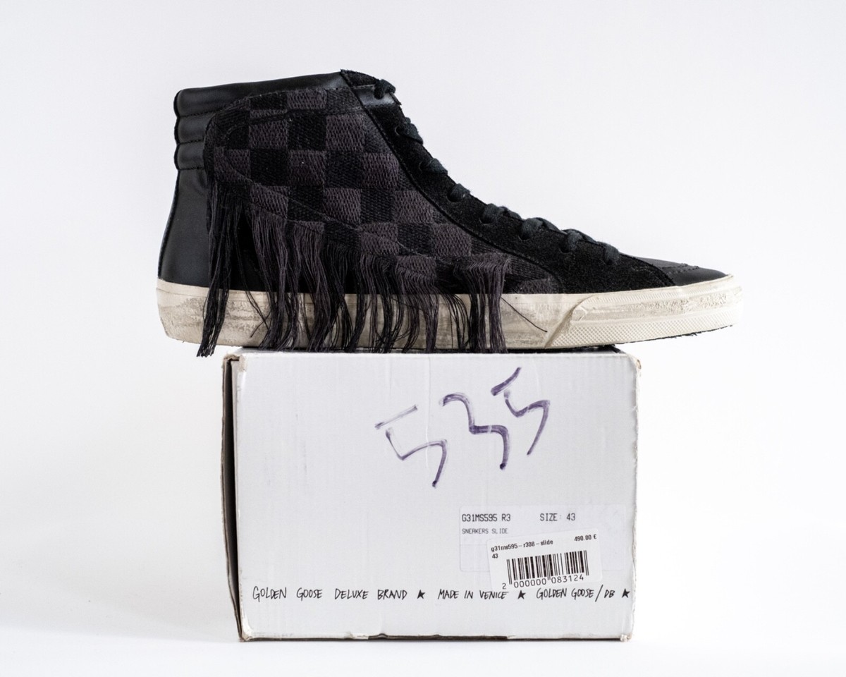 Size 43 | 10 US -  SLIDE Black Calfskin Men\'s Sneakers High-Top Men main image 4