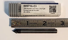 30° x .010 Tip x 1/4" Shank Helical 4 Flute Chamfer AilTIN Coated, Harvey Tool