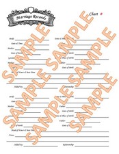 Family Charts Genealogy - Marriage Record  CHOICES VARY - READ DESCRIPTION 