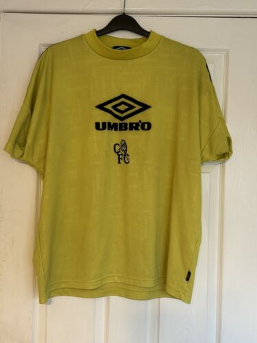 Ultra Rare Chelsea Retro Umbro Yellow Football Training Shirt XL Football 90s - Photo 1/7