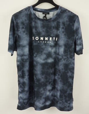 New Sonneti Men's 2XL Short Sleeve Blue Tie Dye Acid Wash