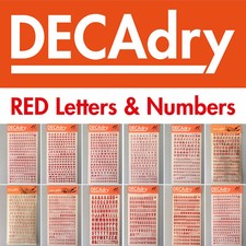 DECAdry Rub-on *ROT* Buchstaben & Zahlen Transfer - W&Auml;HLEN SIE IHRE - New Old Stock