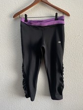 New Balance Lightning Dry Ruched Capri Running Athletic Pants Small Black Gym
