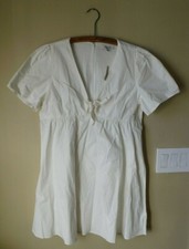 NWT Madewell Tie Front Mini Dress 10 White Cotton Poplin