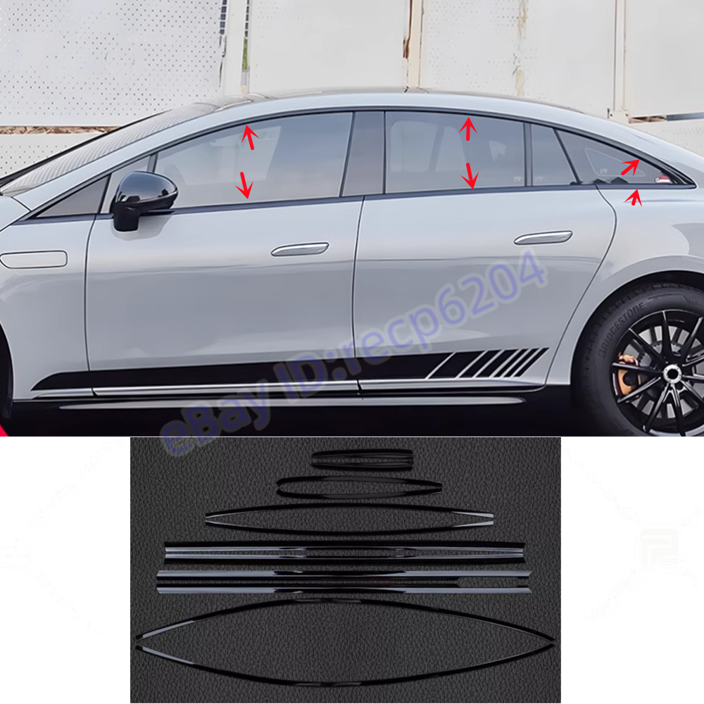 For Benz EQE Sedan 2023-2024 Black Steel Car Windows Molding Strip Cover Trim