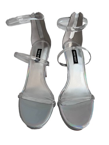 Nine West Women's Leah3 Sandal Size 8M Stiletto Heel Clear Seethrough Straps - Picture 3 of 8