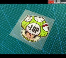 Mario zombie mushroom - 1 UP JDM Reflective Sticker #M03