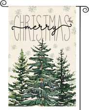 Merry Christmas Garden Flag 12X18 Inch Christmas Tree Double Sided Outside, Wint
