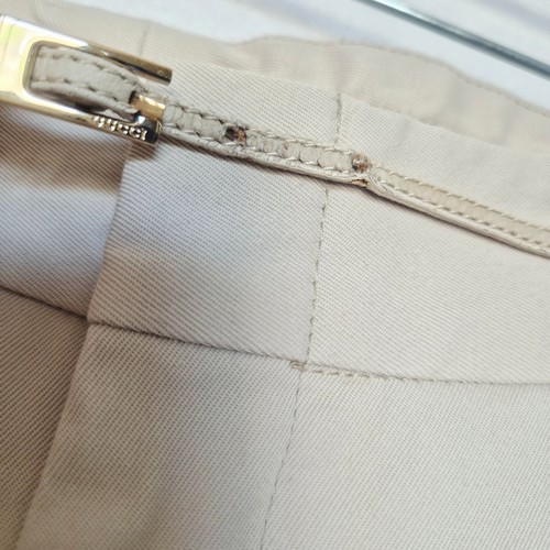 Vintage Gucci Made in Italy Built-In Leather Belt Pants Slim Leg Beige Womens 40 - Bild 4 von 15