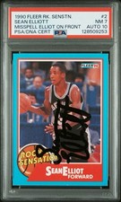 Fleer 1990-91 Rookie Sensation Sean Elliott #2 PSA 7 DNA 10 Autograph Error Card
