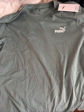 PUMA Essentials Crew Neck Short Sleeve T-Shirt Mens Green Casual Tops 84722554