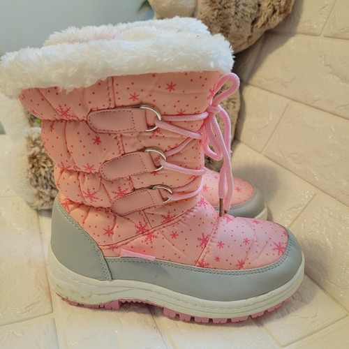 Apakowa Kinder Mädchen Thermo Fell Winter Warm Schneestiefel Mädchen Rosa Größe 1 - Bild 3 von 7