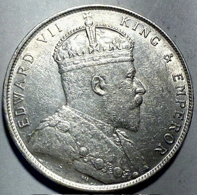 STRAITS SETTLEMENTS - Edward VII - One Dollar 1907 - Km-26 - Large Silver Coin! - Image 2 of 2