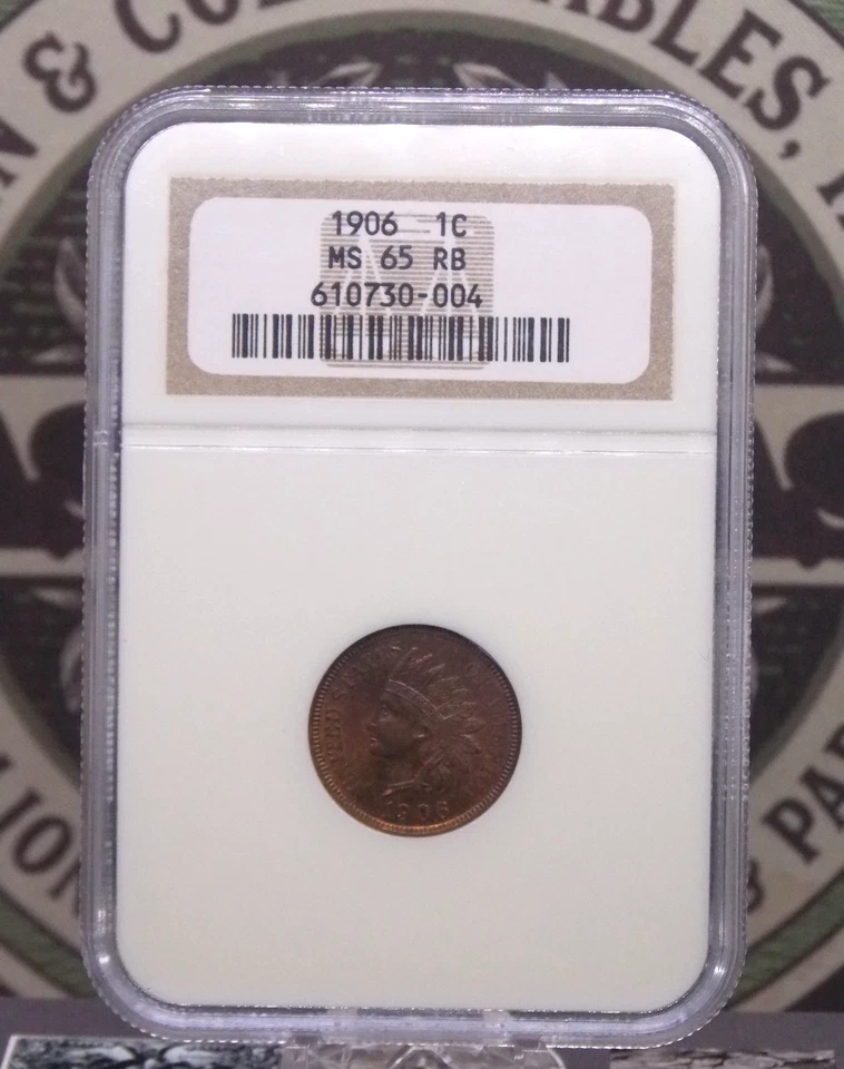 1906 Indian Head Cent Penny 1c NGC MS65 RB #004 Red Brown Gem BU Unc ECC&C, Inc. - Image 3 of 4