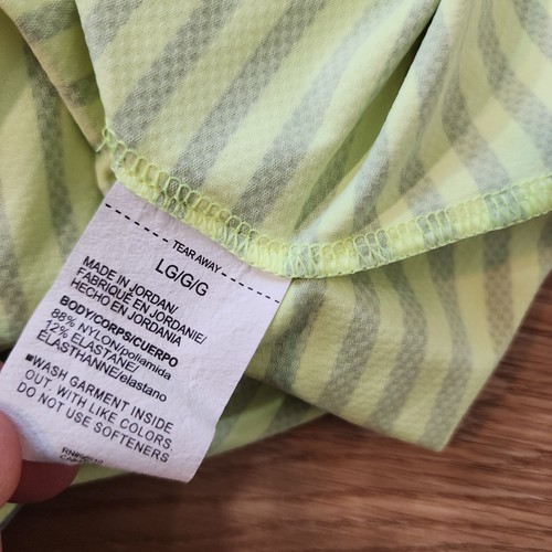 Under Amour Polo Shirt Mens L Neon Highlighter Striped Performance Golf Stretch - Picture 7 of 9