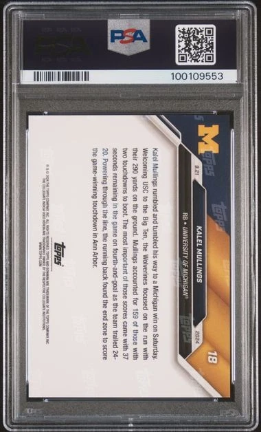2024 BOWMAN U NOW KALEL MULLINGS 18 PURPLE PSA GEM MT 10 /25 - Image 2 of 2