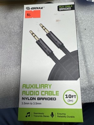 2x ESOULK 10FT AUX Audio Cable 3.5mm to 3.5mm Nylon Braided Stereo