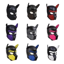 Unisex Neoprene Full Head Muzzle Detachable Puppy Hood Mask Cosplay Costumes