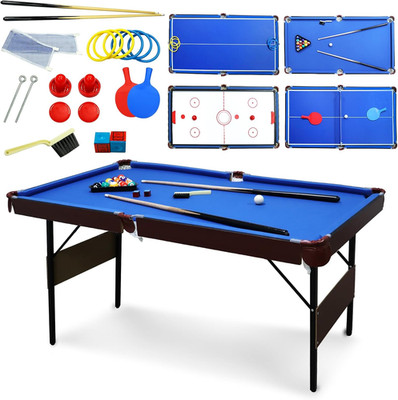 54'' Folding Pool Table, 4 in 1 Multi Game Table, Folding Portable Billiards Game